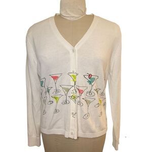 San Soleil Line Up Martini Cardigan Large Button Front V-Neck